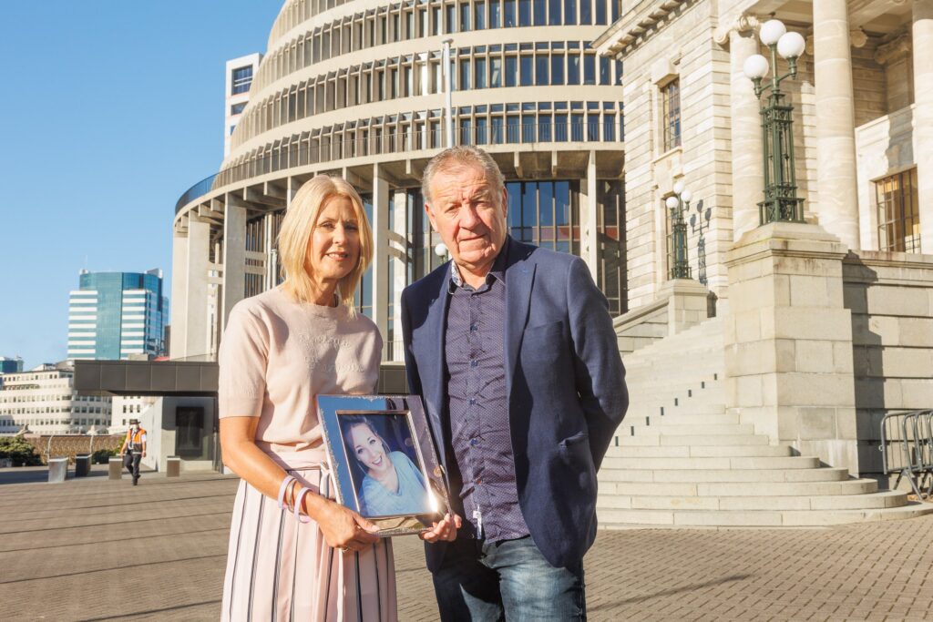 WELLINGTON, NZ Meningitis Foundation Petition being presented at Parliament by Claire and Gerard Rushton